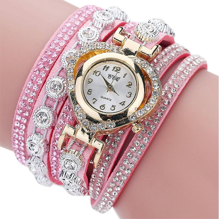 Watch for Women CCQ Vintage Rhinestone Crystal Bracelet Dial Analog Quartz Wrist Watches