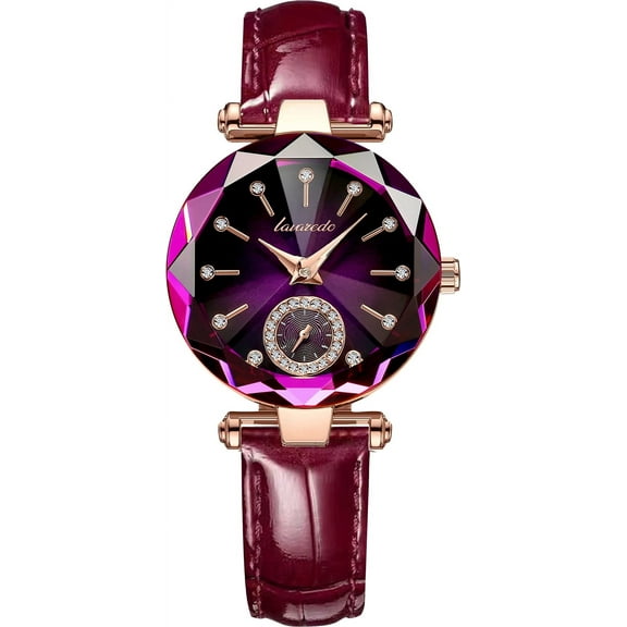 Watch for Women Round Quartz Waterproof Wristwatches Luxury Jewelry Design Watches Leather Band Ladies Watch Gift for Women