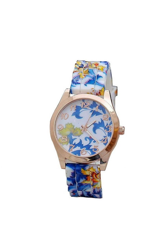 Watch for Women Silicone Printed Flower Causal Quartz Wrist Watches