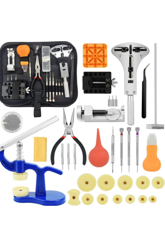 Watch repair kit + watch presser Watch with connecting pin set with carrying case Watch battery replacement tool kit Watch tool with spring bar tool