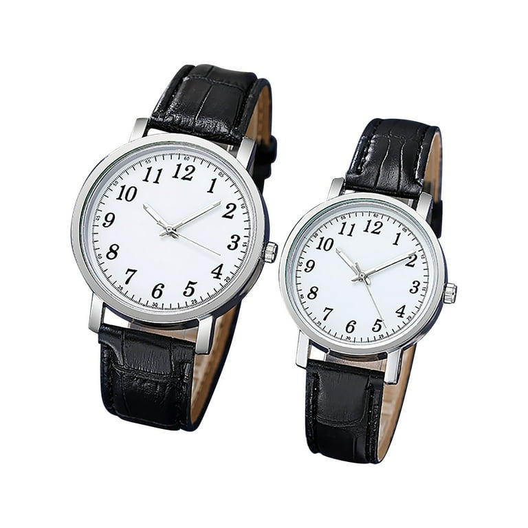 Watch set Couple Quartz Digital Watch Chronograph Leather Men s Women s Gift Walmart
