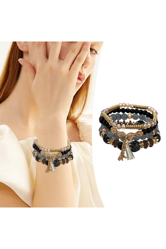 Watch with Timer Divers Watch Bride for Little Girls Stackable Bead Bracelets Ladies Mens Stretch Multilayer Bracelet Set Multicolor Jewelry