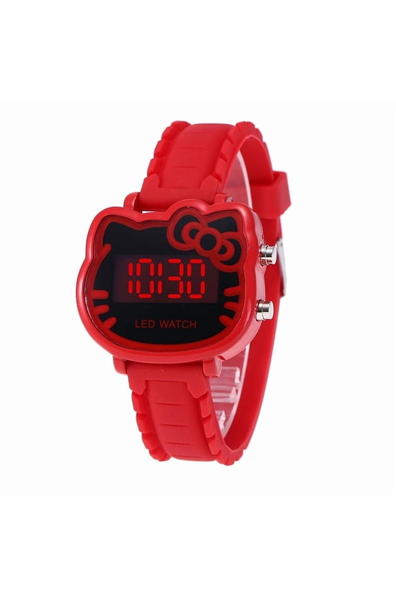 Watches Fashion Watch Cartoon Waterproof Cute KT Cat LED Glowing Electronic Watch