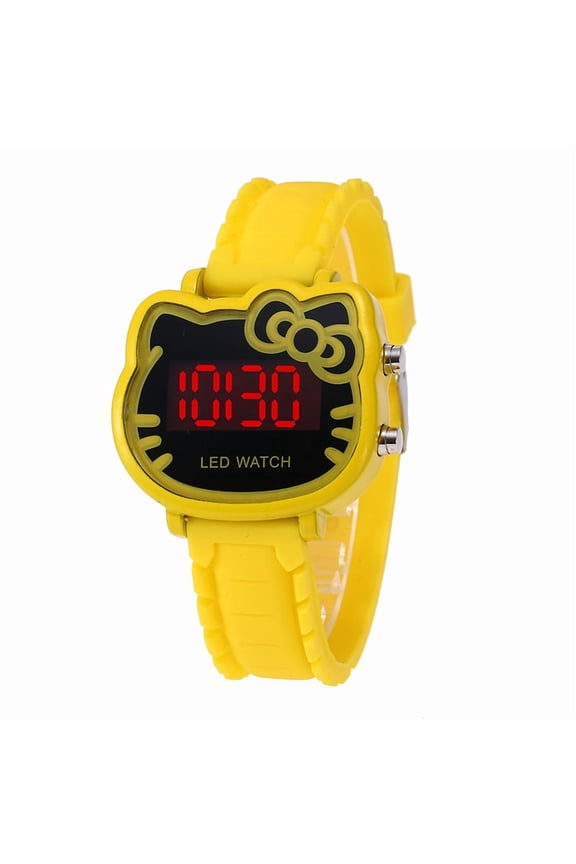 Watches Fashion Watch Cartoon Waterproof Cute KT Cat LED Glowing Electronic Watch