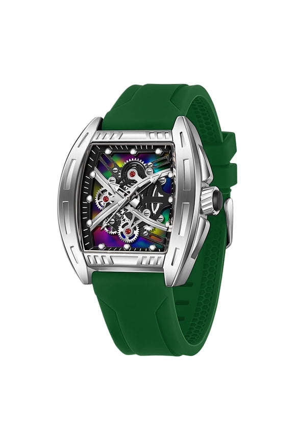 Watches for Men Relojes para Hombres White Wristwatch with Digital Analog Dual Time Display Countdown Stopwatch Punk Cool Design 5ATM Waterproof Mens Watch