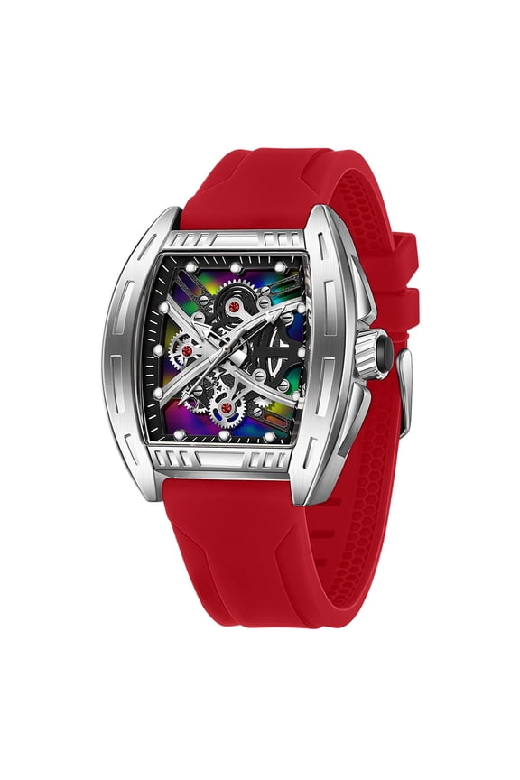 Watches for Men Relojes para Hombres White Wristwatch with Digital Analog Dual Time Display Countdown Stopwatch Punk Cool Design 5ATM Waterproof Mens Watch