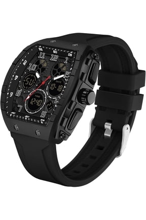 Watches for Men Unique Rectangle Relojes para Hombres White Wristwatch with Digital Analog Dual Time Display Countdown Stopwatch Punk Cool Design 5ATM Waterproof
