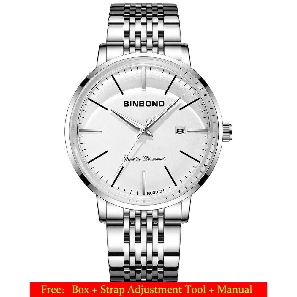 Watches Men's Curved Glass Butterfly Buckle Stainless Steel Strap