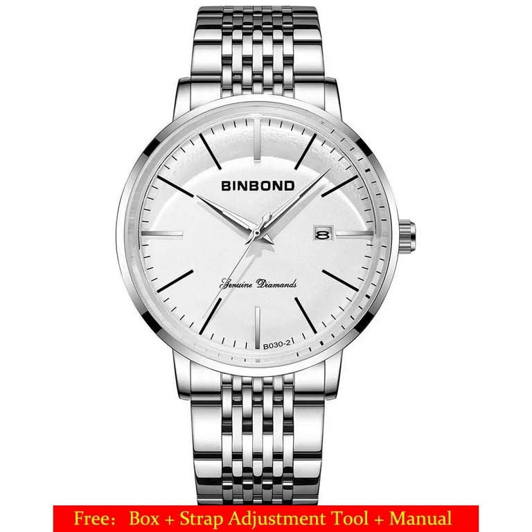 Watches Men's Curved Glass Butterfly Buckle Stainless Steel Strap