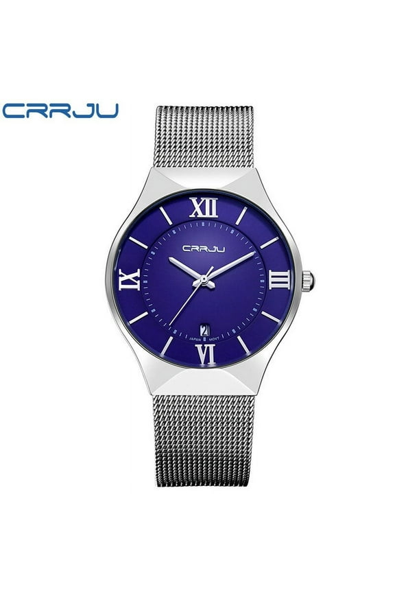 Watches Mens CRRJU Top Brand Stainless Steel Waterproof Clocks Men Watch Military Diving Quartz WristWatch Chronograph