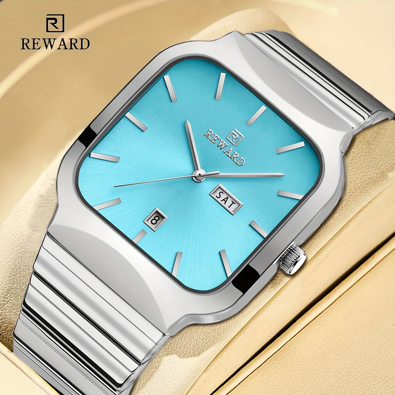 Watches Square Analog Quartz Stainless Steel Watches for Men Mesh Strap Waterproof Business Military Sport Wrist Watch with Date Reward