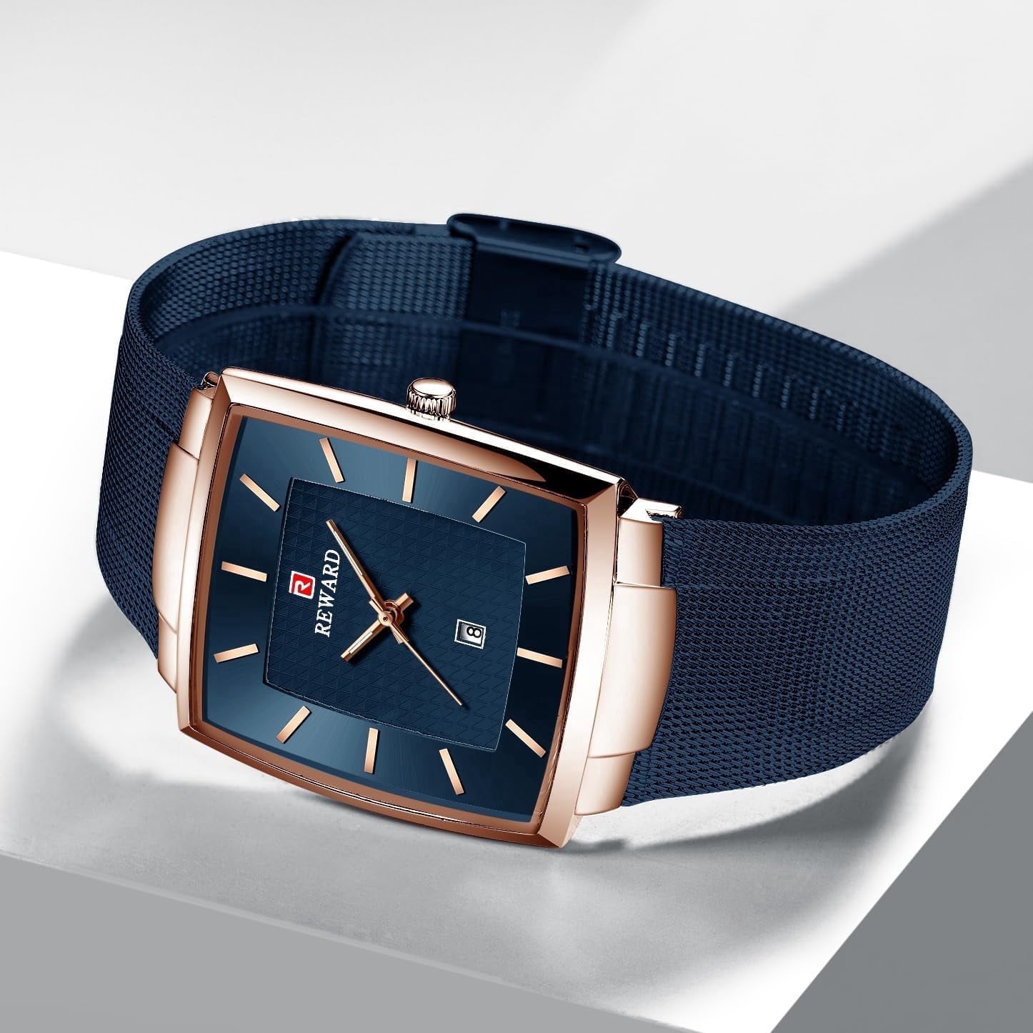 Watches Square Analog Quartz Stainless Steel Watches for Men Mesh Strap Waterproof Business Military Sport Wrist Watch with Date