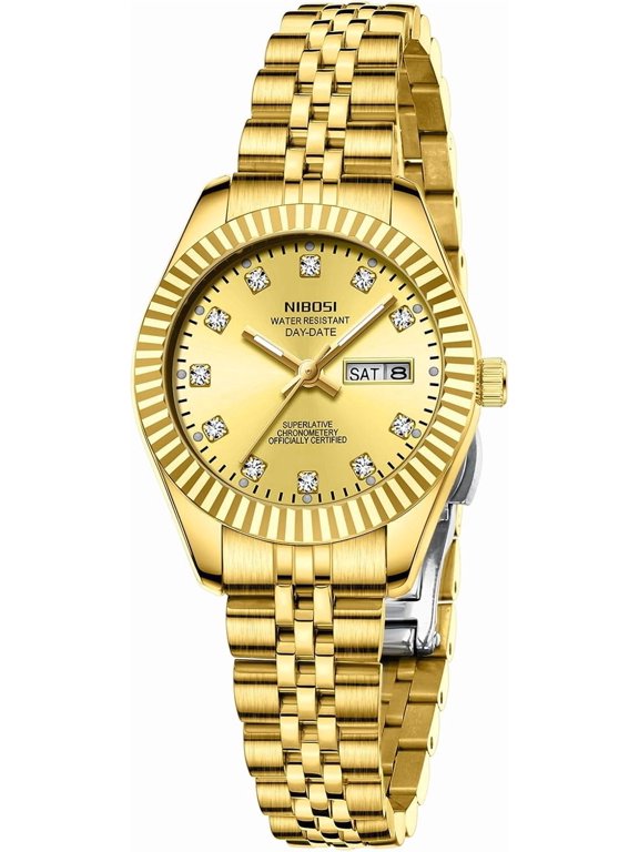Watches for Women Analog Quartz Stainless Steel Dial with Day Date Luminous Waterproof Dainty Classic Luxury Diamond Elegant Dress Women's Watch for Small Wrists