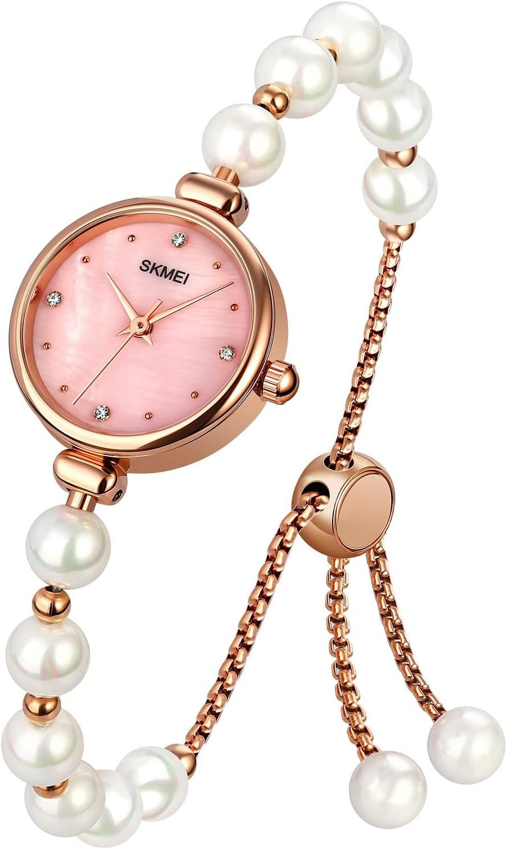 Watches Women Analog Quartz Watch Mosaic with Diamonds Bracelet Dress Watch for Female Waterproof Wristwatch with Rose Gold Bracelet