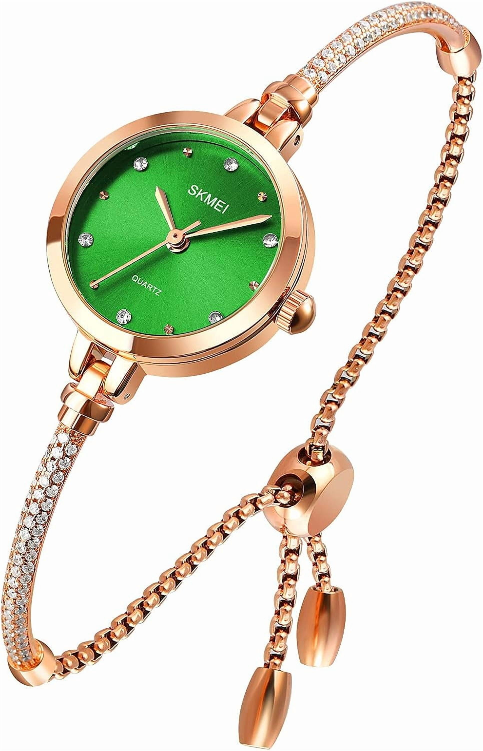 Watches Women Analog Quartz Watch Mosaic with Diamonds Bracelet Dress Watch for Female Waterproof Wristwatch with Rose Gold Bracelet