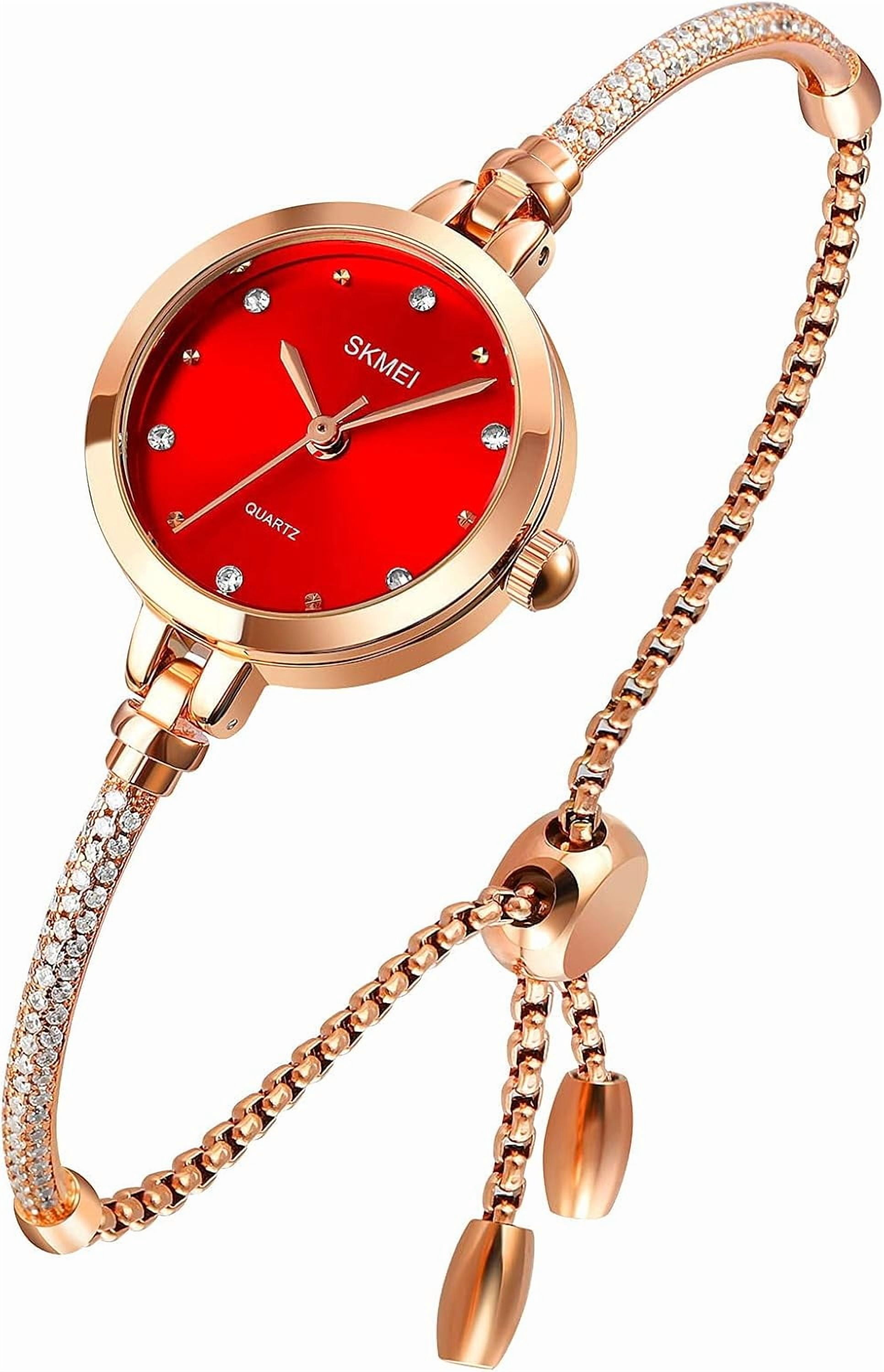 Watches Women Analog Quartz Watch Mosaic with Diamonds Bracelet Dress Watch for Female Waterproof Wristwatch with Rose Gold Bracelet