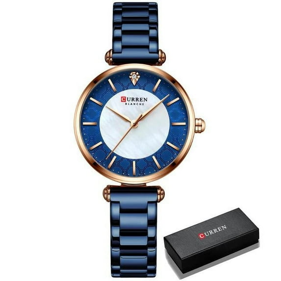 Watches Women CURREN Top Brand Fashion Thin Quartz Wristwatch with Charming Stainless Steel Bracelet