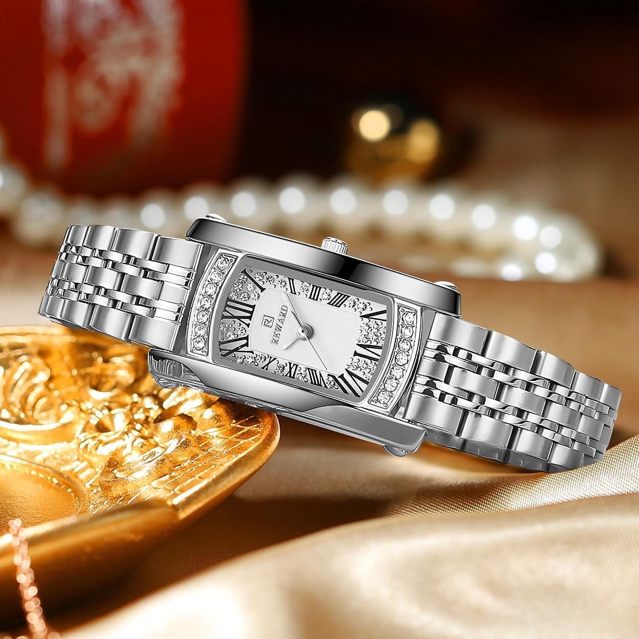 Watches Women with Date Silver Stainless Steel Luxury Ladies Watches with Small Writs Diamond for Women Waterproof Elegant Dress Quartz Analog Women's Wrist Watches Reloj de Mujer
