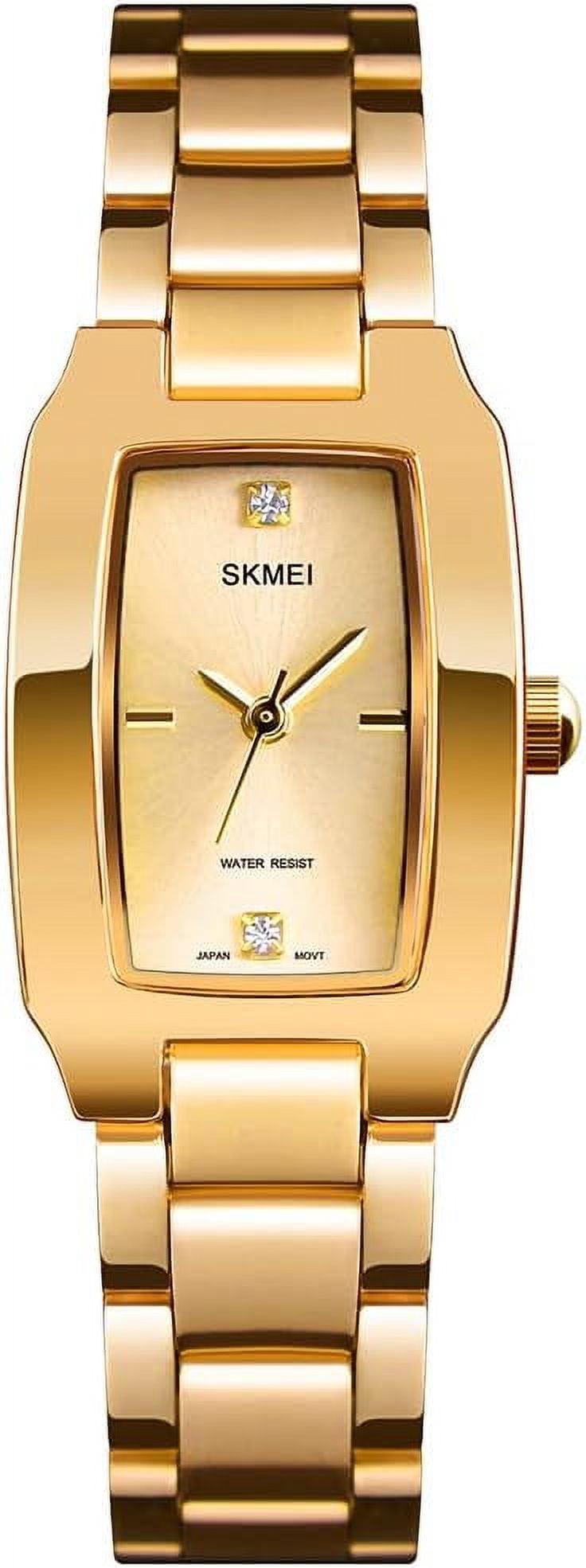 Watches for Women Ladies Female Diamond Square Stainless Luxury Fashion Small Slim Analog Quartz Waterproof Dress Casual Simple Wife Gifts Wrist Watch