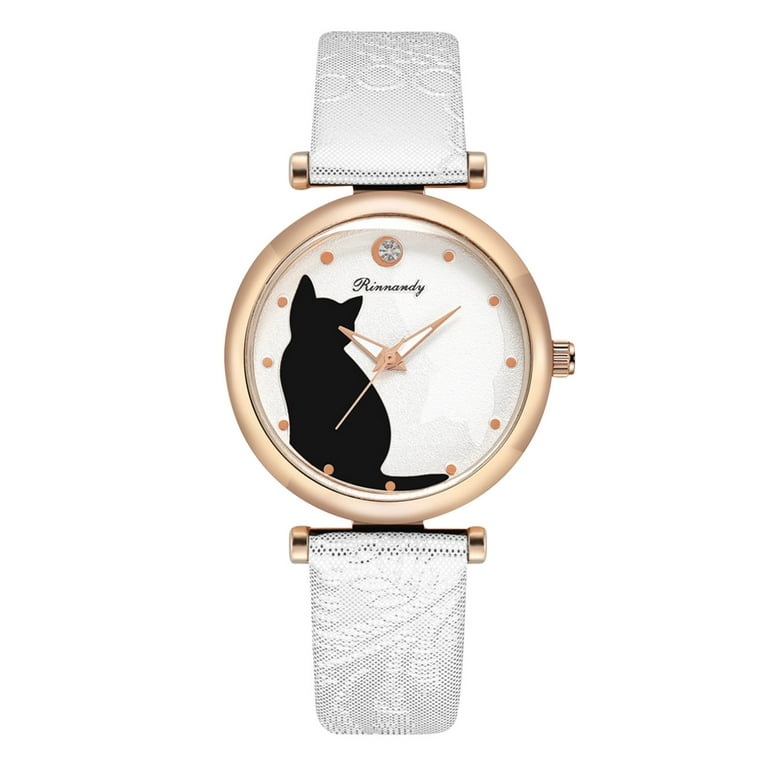 Watches for Women ,Women\'s Casual Cute Cat Pattern Bracelet Watch Quartz  Mesh Belt Band Fashion Analog Wrist Watches ,Cute Watch Gifts for  Daughter,Sister