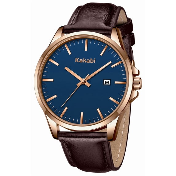 Watches for Man Minimalist Quartz Watch with Leather Strap & Calendar 30M Water Resistant Watch Gift for Man