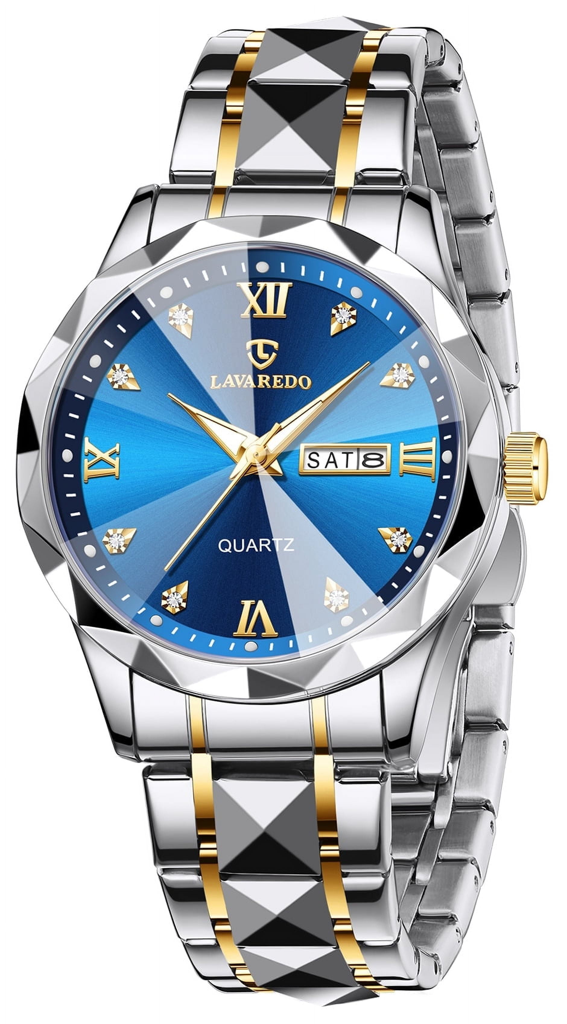 Watches for Men Analog Quartz Stainless Steel Watch with Calendar Window Luminous Indexes Waterproof Luxury Wrist Watch  Gift for Man