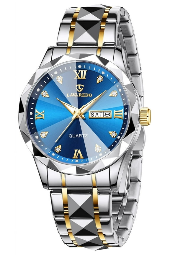 Watches for Men Analog Quartz Stainless Steel Watch with Calendar Window Luminous Indexes Waterproof Luxury Wrist Watch  Gift for Man