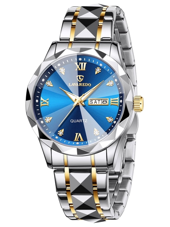 Watches for Men Analog Quartz Stainless Steel Watch with Calendar Window Luminous Indexes Waterproof Luxury Wrist Watch Gift for Man
