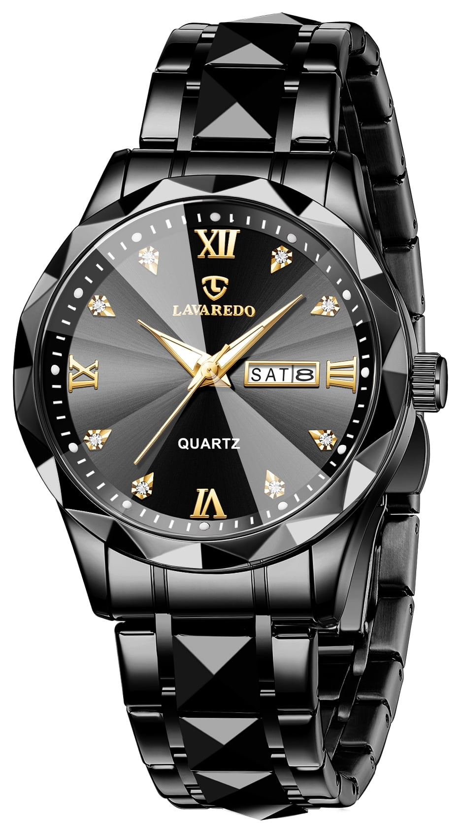 Watches for Men Analog Quartz Stainless Steel Watch with Calendar Window Luminous Indexes Waterproof Luxury Wrist Watch