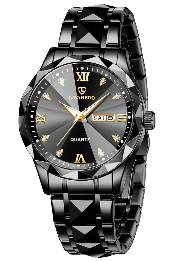 Watches for Men Analog Quartz Stainless Steel Watch with Calendar Window Luminous Indexes Waterproof Luxury Wrist Watch