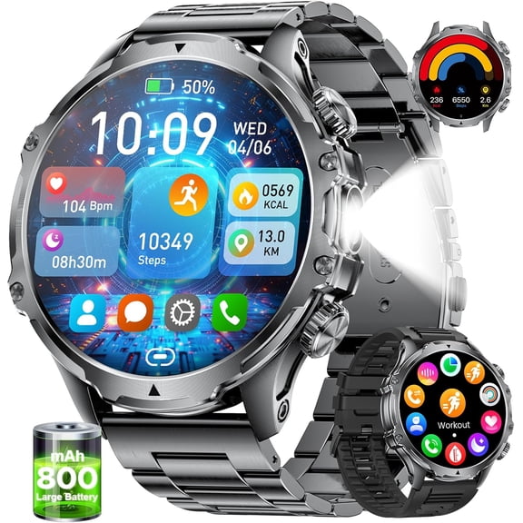 Watches for Men(Answer/Make Calls) with LED Flashlight, 1.85"  Screen Outdoor  Smartwatch,800mAh ,/Sleep  5ATM  Fitness  for Android iOS