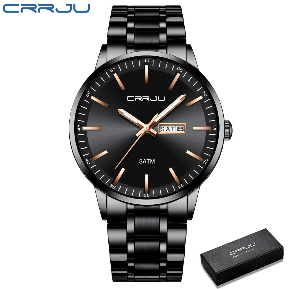 Watches for Men CRRJU Luxury Men Watches Mechanical Automatic Blue Watch Men 33M Waterproof Casual Business luminous Wristwatch