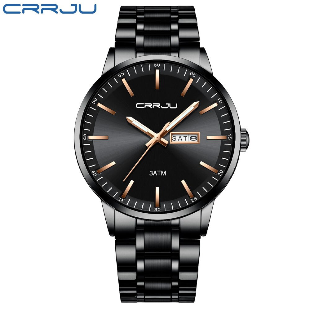 Watches for Men CRRJU Luxury Men Watches Mechanical Automatic Blue Watch Men 37M Waterproof Casual Business luminous Wristwatch