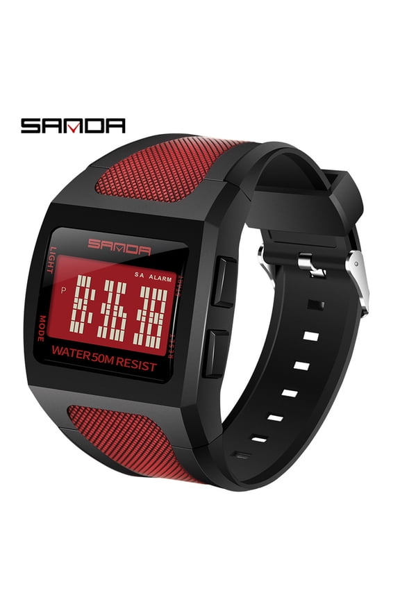 Watches for Men Christmas Birthday Gift LED Cool Fashion Multi Function Wide Dial Monochrome Digital Electronic Watch