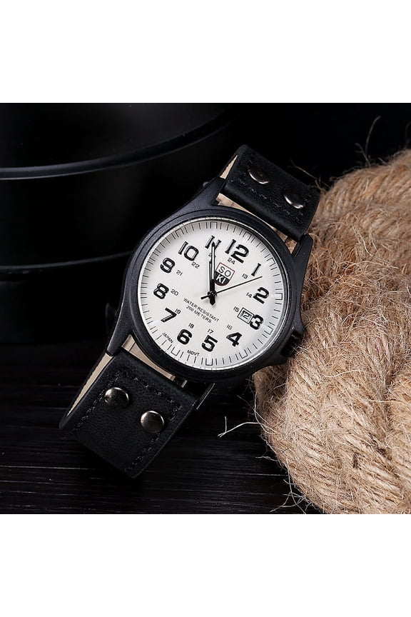 Watches for Men Christmas Birthday Gift Vintage Men's Waterproof Date Leather Strap Sport Quartz Watch