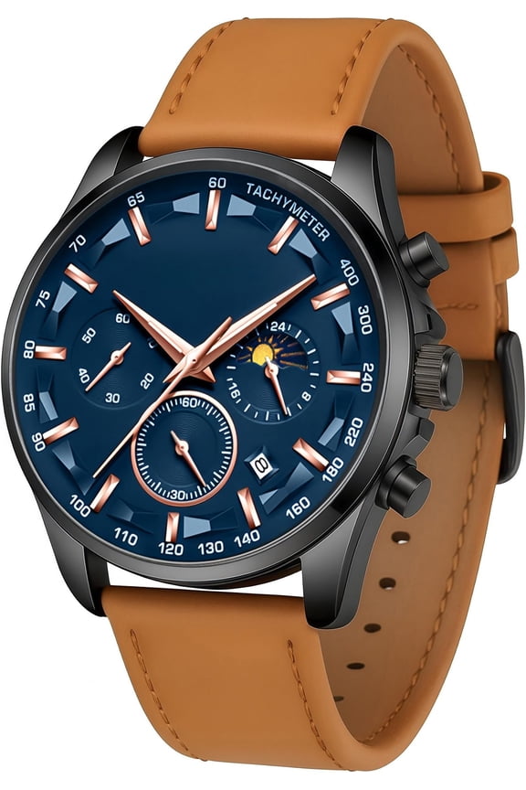 Watches for Men Chronograph Analog Luminous Quartz Watch Blue Black Luxury  Mens Watches Business   Wristwatch Elegant  for Him