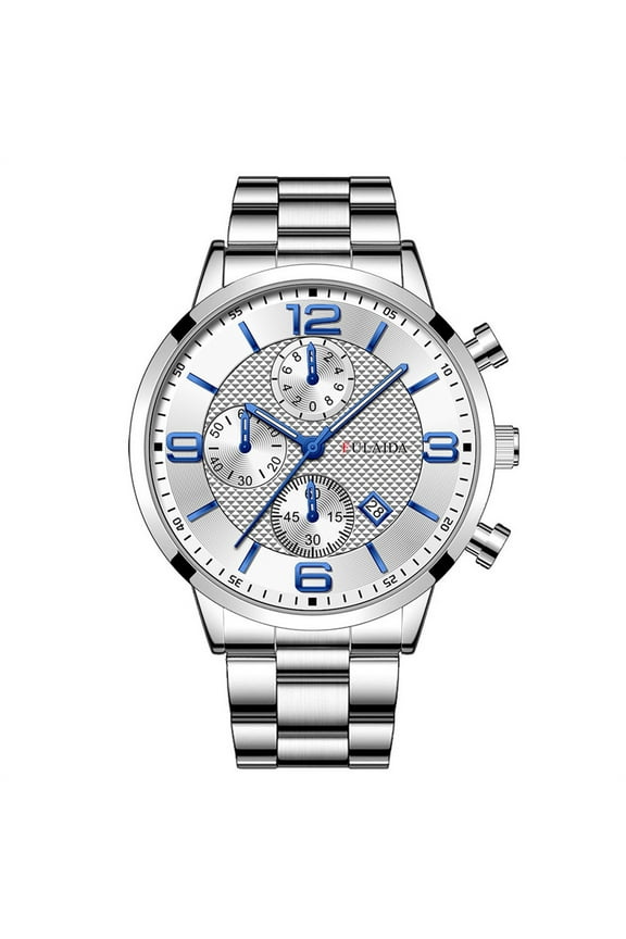 Watches for Men Fashion Sport Stainless Steel Case Steel Band Quartz Analog Wrist Watch