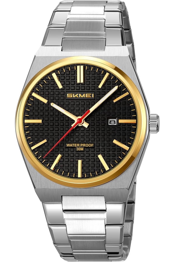Watches for Men,Luxury Round Big Face Business Dress Analog Quartz Mens Wristwatch with Stainless Steel Waterproof Date Display Gifts for Men