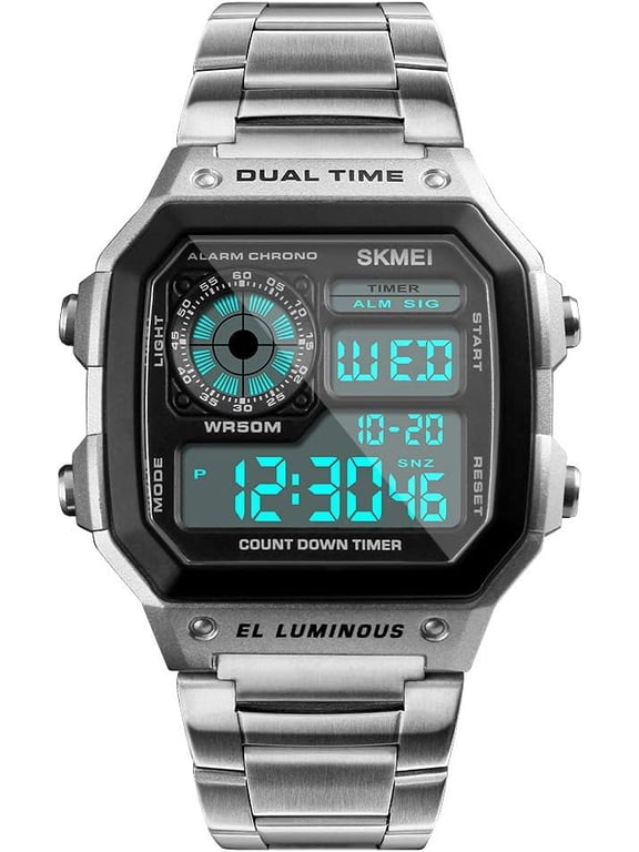 Watches for Men,Military Digital Sports Square Gold Watch with Waterproof Dual Time Chronograph Countdown Alarm Backlight