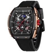Watches for Men Multifunction Moon Phase Calendar Wrist Watches Luxury Quartz Waterproof Watch with Silicon Strap Gift for man