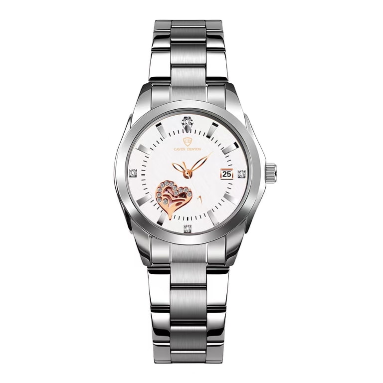 Womens White Dial Analog Quartz Silver Stainless Steel Luminous Waterproof Watch Women Quartz Watch Silver Stainless Steel Band Light... From  main image 4