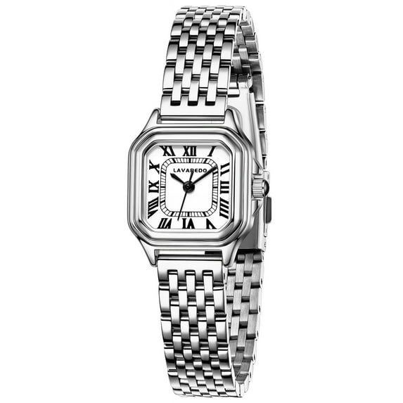 Watches for Women with Rectangular Roman Numeral Dial Stainless Steel Vintage Strap Quartz Waterproof Watches for Ladies,Gifts for Women