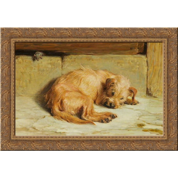 Watching Dog 24x18 Gold Ornate Wood Framed Canvas Art by Briton Riviere
