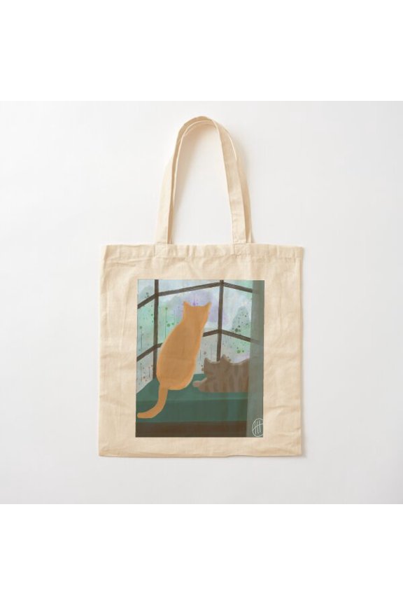 Watching The Rain Canvas Tote Bags, Reusable Shopping Bag