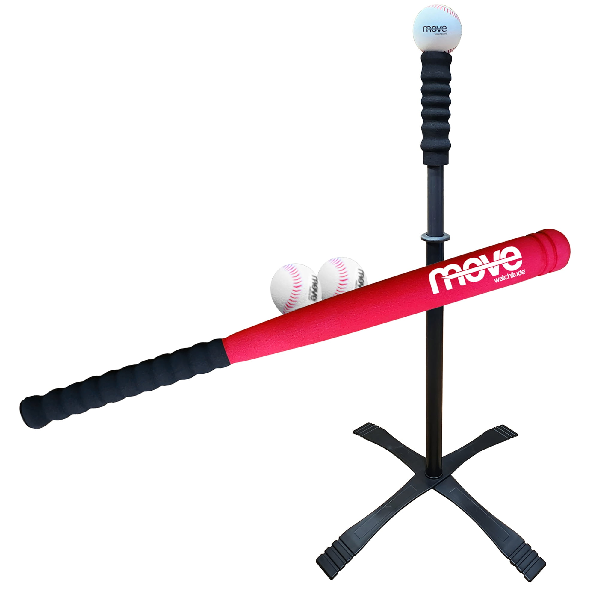Watchitude Move Kids Tee Ball Set Portable Baseball Game Foam Bat 3 Padded Balls Adjustable T Stand Sports Set Training Practice Ages 4 Walmart Business Supplies