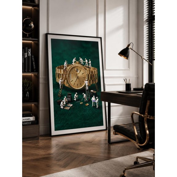 Watchmaker Miniature Craftsmen Gold Watch Art Men'S Office Wall Decor