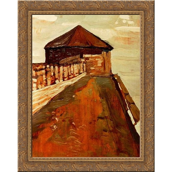 Watchtower in Novgorod 24x20 Gold Ornate Wood Framed Canvas Art by Nicholas Roerich