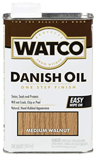 Watco 242223 Danish Oil Wood Finish, Low VOC, Quart, Medium Walnut
