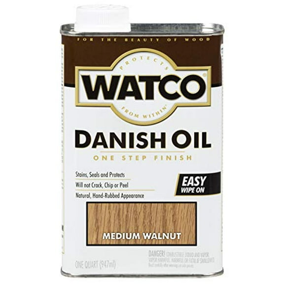 Watco 242223 Danish Oil Wood Finish, Low VOC, Quart, Medium Walnut