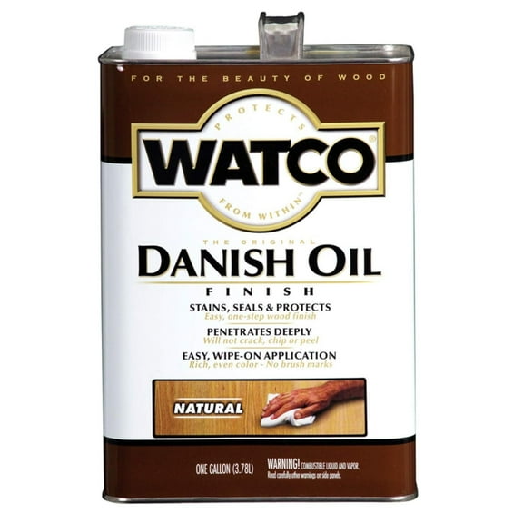 Rust-Oleum Danish Oil Natural Interior Wood Stain - Durable Oil-Based - 1 gal Exterior Wood Surfaces, UV-Resistant Formula